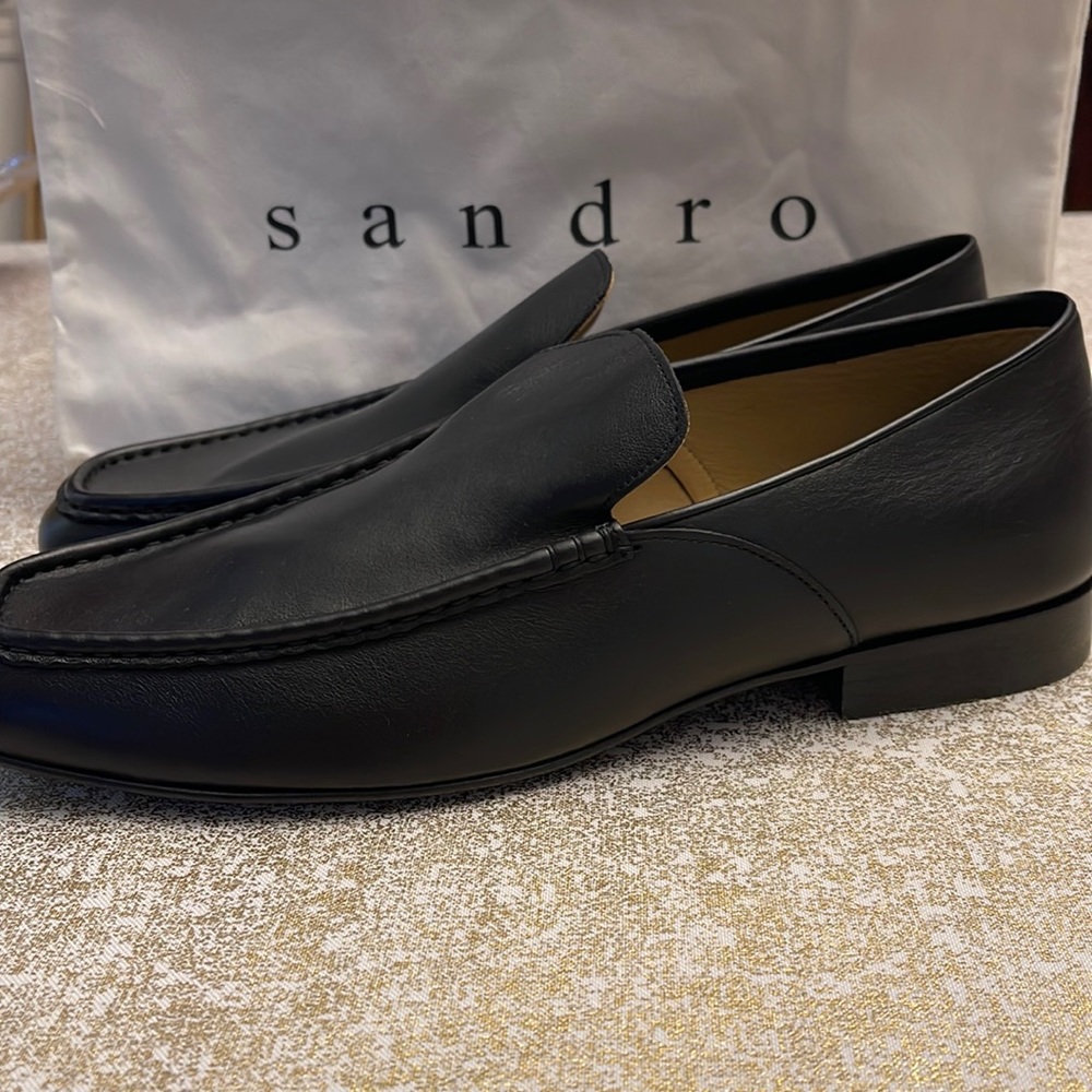 Sandro Black Leather Loafers